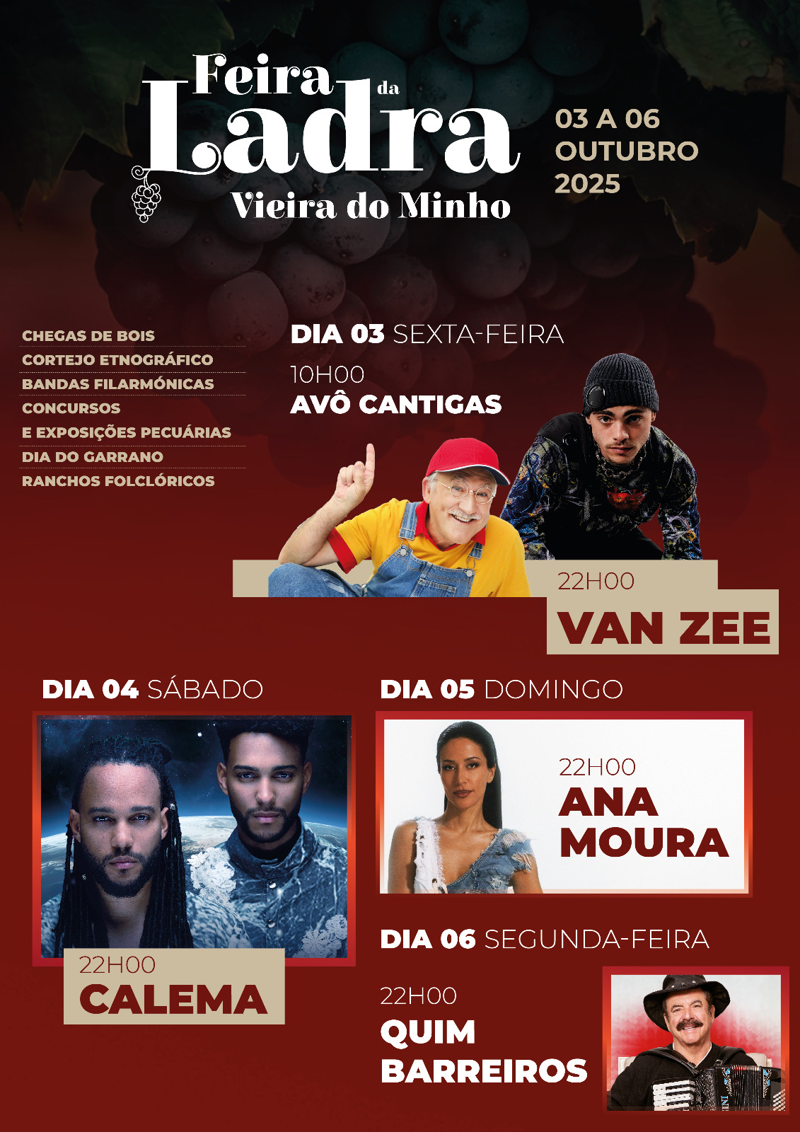 Programa Feira da Ladra 2025  Vieira do Minho  3 a 6 de outubro