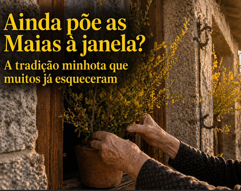 Maias à janela numa casa tradicional do Minho