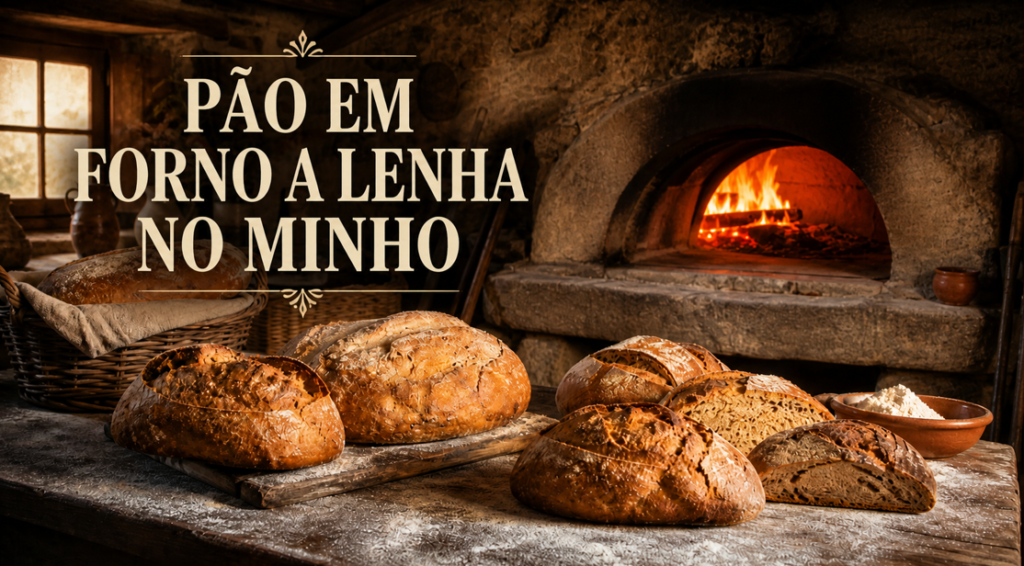 Pão em forno a lenha no Minho com broa tradicional e forno antigo