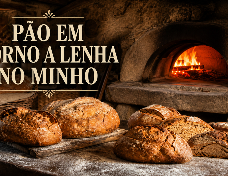 Pão em forno a lenha no Minho com broa tradicional e forno antigo