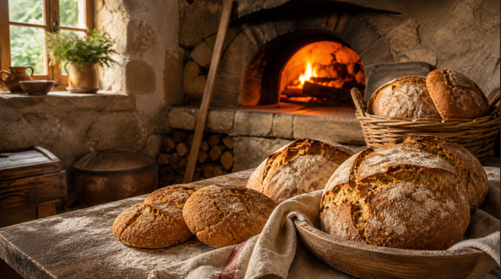 pão em forno a lenha, broa de milho, tradição minhota, aldeias do Minho, gastronomia minhota, comida tradicional, memória popular, Minho antigo, forno comunitário, vida rural